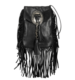 Anita Fringe Crossbody, Leather, Black, 120615, DB, 3*